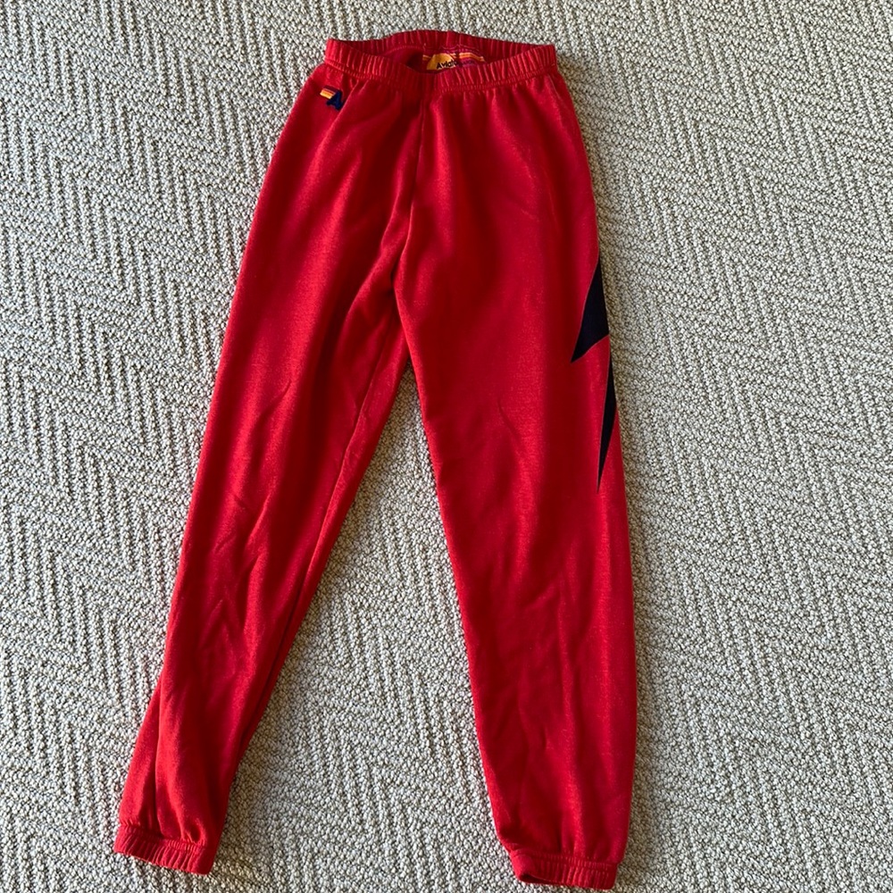 Aviator nation, women’s bolt sweatpants, red with black bolt